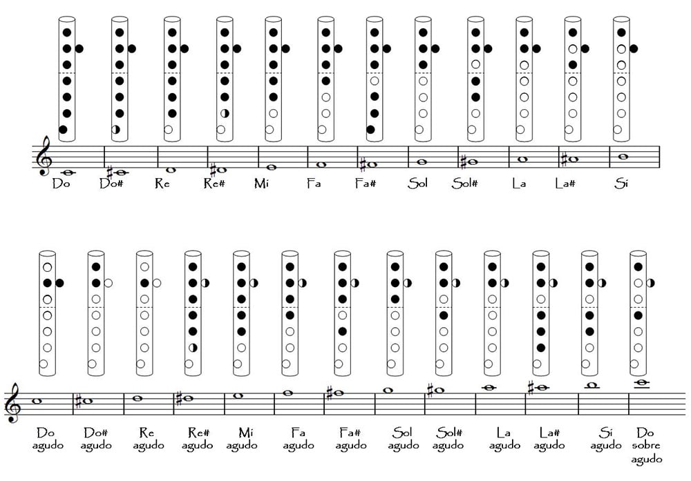 notas musicales flauta